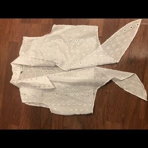 White crop top- tie front